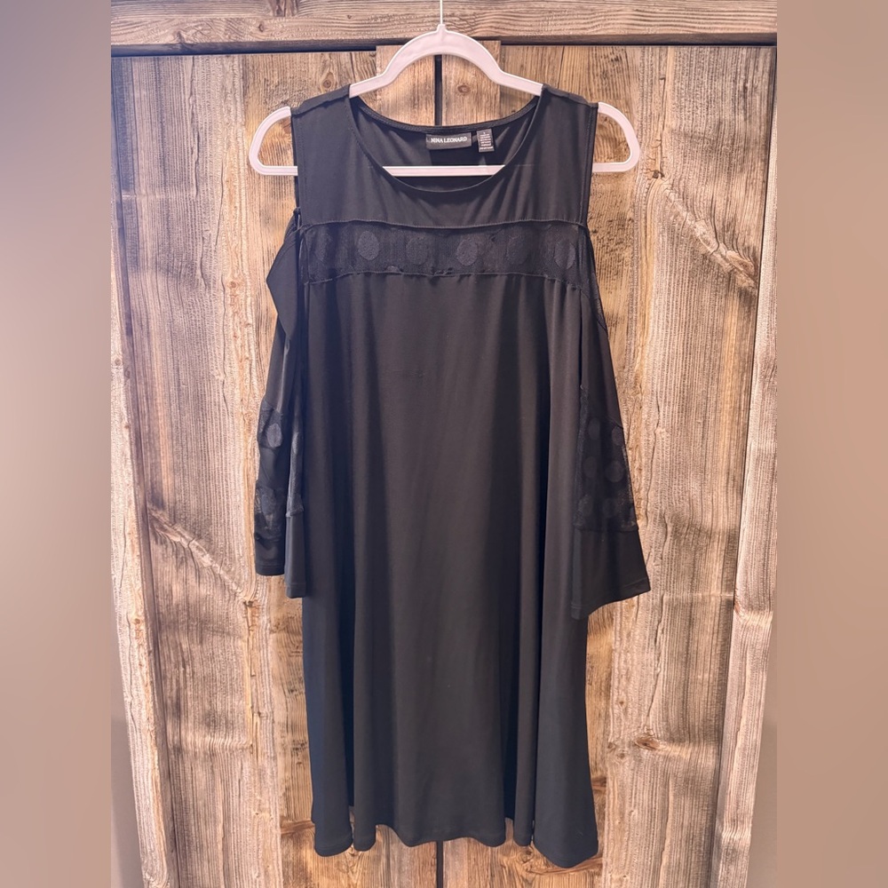 Nina Leonard Black Long Sleeve Dress